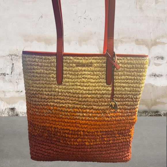 Michael Kors NWT The Michael Ombré Straw Tote Bag & Wallet - Picture 2 of 14